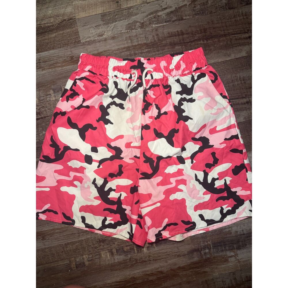 Pink Camo Swim Trunks Shorts Women's Large Polyester Board Shorts